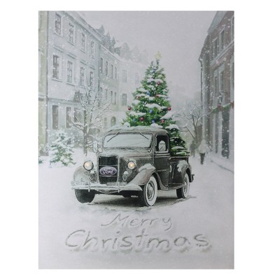 Northlight 15.75" LED Lighted Ford Truck Merry Christmas Canvas Wall Art