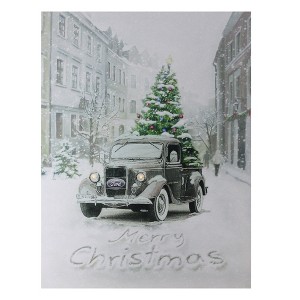 Northlight 15.75" LED Lighted Ford Truck Merry Christmas Canvas Wall Art - 1 of 3