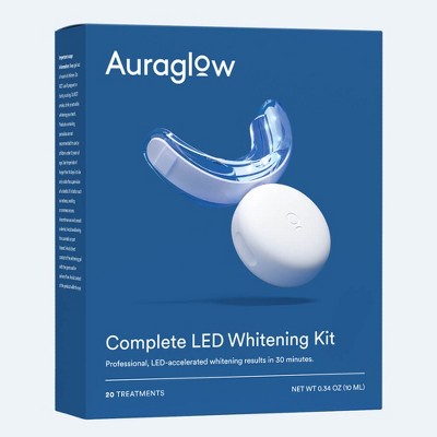 Auraglow Complete LED Teeth Whitening Kit, Whitens Teeth Fast, 20 Whitening Treatments