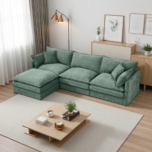 102" Modular L-Shaped Sectional Sofa with Movable Ottoman, Chenille, DIY Combination - 1 of 4
