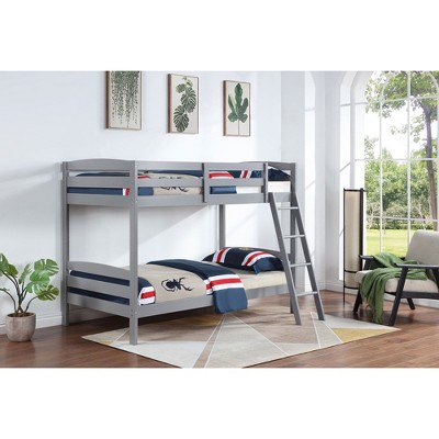 Twin Over Twin Bunk Bed with Rails and Ladder for Bedroom