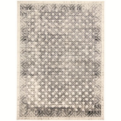 Kano Transitional Diamond Ivory/Black/Taupe Area Rug