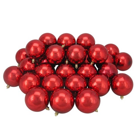 12ct. 4 Shiny Red Hot Shatterproof Plastic Ball Ornaments