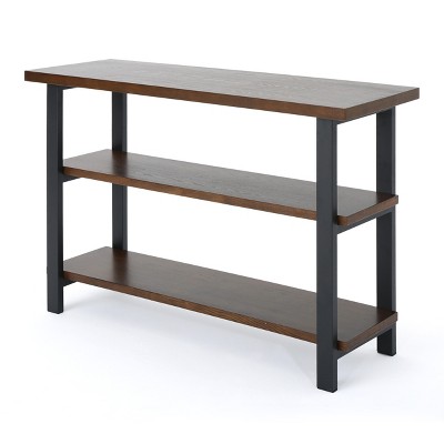 29.5" Fredrico Industrial Book Case Dark Brown - Christopher Knight Home: 3-Shelf Storage, Wrought Iron Frame