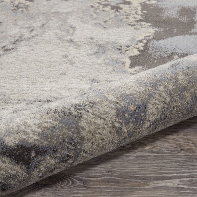 Maxell Abstract Swirl Grey Synthetic Runner Rug 2'2" x 10'