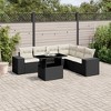 vidaXL 7 Piece Patio Sofa Set with Cushions Black Poly Rattan - Black and Cream without Storage - 2 of 4