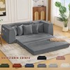 82.25" Corduroy Convertible 3-Seater Sofa Bed with 5 Pillows, Side Pockets, Cup Holders, and Wide Armrests - 2 of 4