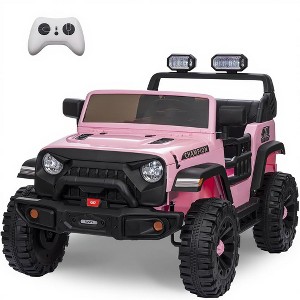 Jojoka 2 Seater Ride On Car for Kids, 24V 2x200W Battery Powered Electric Vehicles w/ 20" Wide Adjustable Seat - 1 of 4