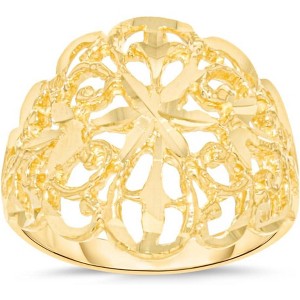 10k Yellow Gold 17.3mm Intricate Floral Filigree Ring - 1 of 4