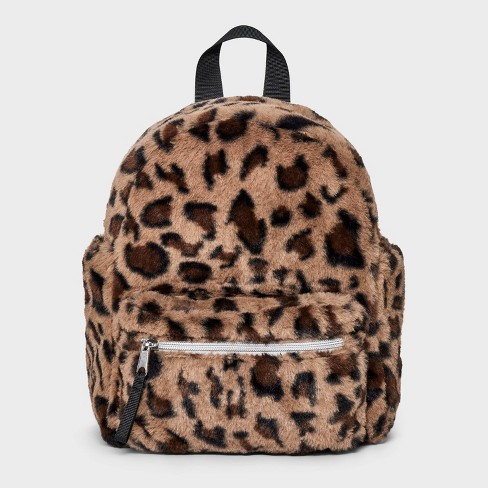 Kids Mini Faux Fur Leopard Print Backpack art class