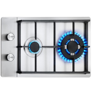 VEVOR Gas Cooktop 12 inch, Max 12250BTU 2 Burners Built-in Stainless Steel Gas Stove Top, LPG/NG Convertible Dual Fuel Natural Gas Hob - 1 of 4