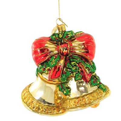 Huras Golden Christmas Bells - 1 Glass Ornament 5.00 Inches - Ornament ...