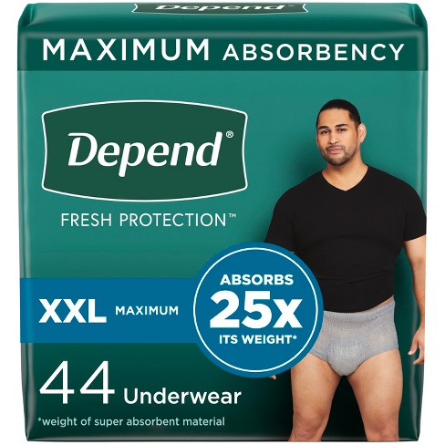 Depend Fresh Protection Adult Incontinence Disposable Underwear For Men -  Maximum Absorbency - Xxl - Gray - 44ct : Target