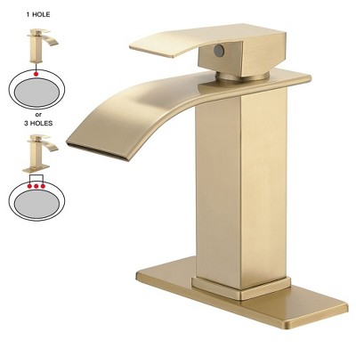 BWE Waterfall Single Handle Single Hole Low-Arc Bath Faucet Bathroom Drip-Free Vanity Sink Faucet