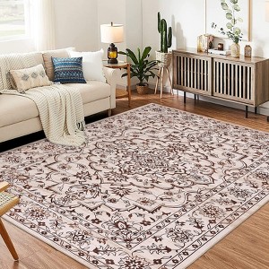 COZONY Machine Washable Area Rug - Ultra-Thin Large Floral Print, Stain Resistant Non Slip Carpet for Living Room, Dining Room, Home Office - 1 of 4