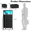 Aoibox Tall Nightstand Chest with RGB LED Lights Charging Station 5 Fabric Drawers Wood Shelf Black Oak Furniture - 3 of 4