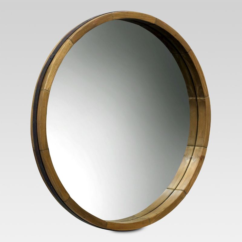 Round Decorative Wall Mirror Wood Barrel Frame - Threshold&#8482;, 4 of 10