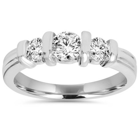 Pompeii3 1 Cttw 3-stone Natural Diamond Engagement Ring Bar Set