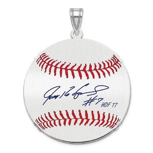 Black Bow Jewelry Sterling Silver Ivan Rodriguez Signature LG Enamel Baseball Pendant - 1 of 4