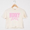 Bunny Pink Lace - Women's Boxy Crop Top Graphic T-Shirt - 3 of 4