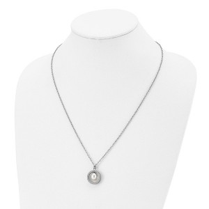 Chisel Titanium Polished with Cubic Zirconia and Freshwater Cultured Pearl Necklace 22" - 1 of 4