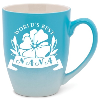 Elanze Designs World'S Best Nana Two Toned Ombre Matte Pale Blue and White 12 ounce Ceramic Stoneware Coffee Cup Mug