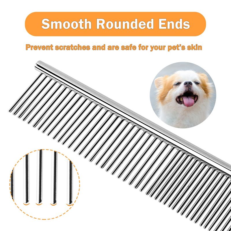 Unique Bargains Metal Rounded Teeth Dogs Cats Hair Care Grooming Comb Silver 1 Pc, 4 of 8