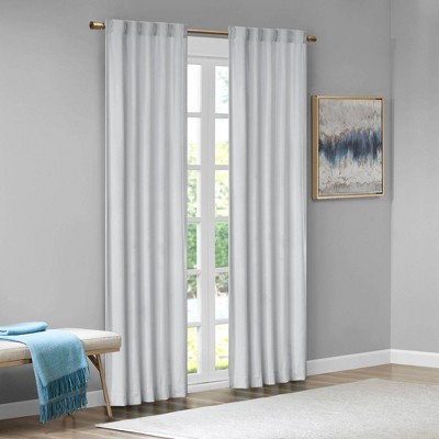 Light Grey Velvet Room Darkening Curtain Panels, 37"W x 95"L