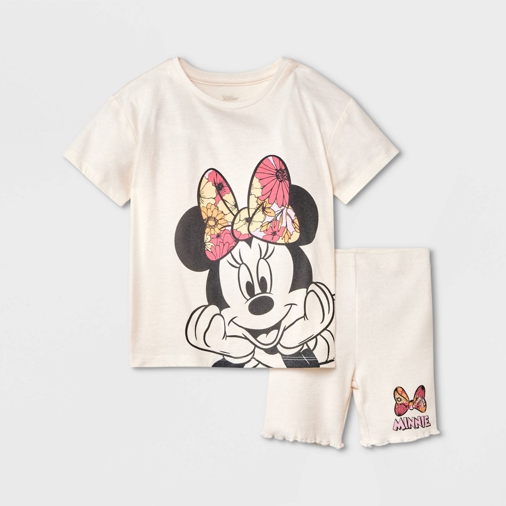 Toddler Girls' Disney Mickey Mouse Top and Bottom Set - Cream 12M (2 sets)