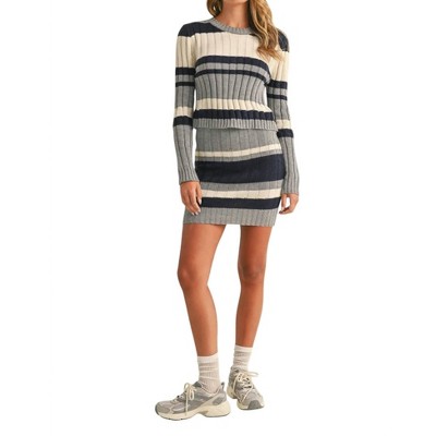 Women's Sweater Knit Top and Skirt Set - Klesis