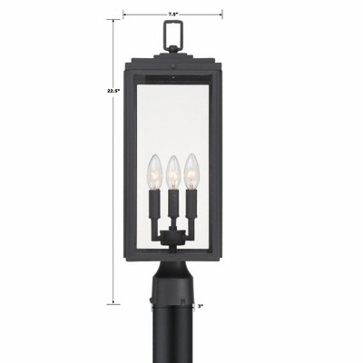 Byron Matte Black Steel Outdoor Post Lantern with Clear Glass