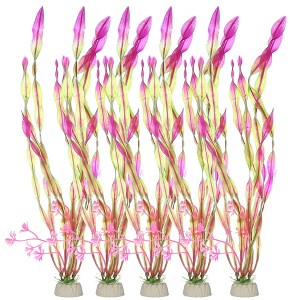 Unique Bargains Plastic Artificial Water Plants Aquarium Decorations Grass Pink 12.2" Height 5 Pcs - 1 of 4