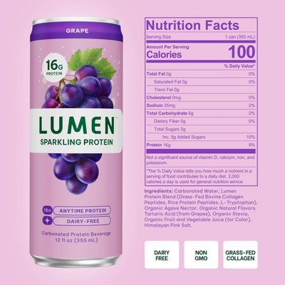 Lumen Sparkling Protein Grape - 12 fl oz