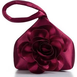 Clutch Purses for Women - Evening Bags Flower Satin Handbag Classy Wristlet Purse for Party Daily Wedding - 1 of 4