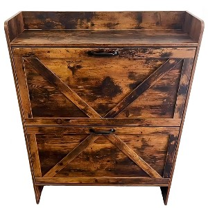 2-Drawer Slim Shoe Cabinet – Freestanding Entryway Storage with Metal Legs - 1 of 1