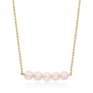 Ross-Simons 4-4.5mm Rose Quartz Bead Necklace in 14kt Yellow Gold Size 16 - 1 of 2