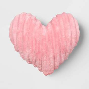 Shaped Rib Plush Heart Valentine's Day Throw Pillow Pink - Room Essentials™