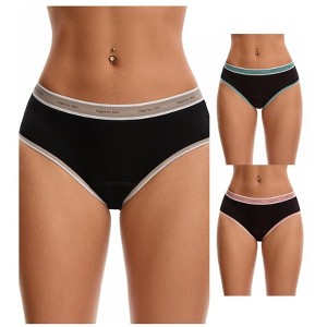 INSPIRE CHIC 3 Packs Women's Mid Rise Letter Print Contrast Binding Leak Proof Underpants - 1 of 4
