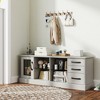 Tangkula 63" Media Console Table w/ 3 Drawers 2 Glass Shelves Cable Holes for Living Room Gray - 3 of 4