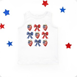 The Juniper Shop Coquette Bows And USA Strawberries Youth Tank Top - 1 of 4