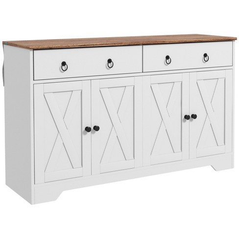 HOMCOM Farmhouse Sideboard Buffet Cabinet, Coffee Bar Cabinet with Storage  Shelves, Kitchen Cabinet with 2 Framed Glass Doors - On Sale - Bed Bath &  Beyond - 33911978