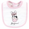 Hudson Baby Infant Girl Cotton Bib and Sock Set 5pk, Pink Bonjour, One Size - 4 of 4