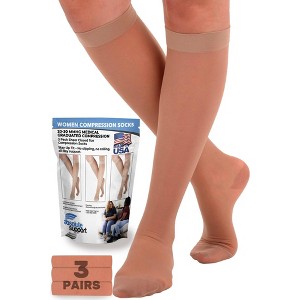 Absolute Support Women’s Sheer 20–30mmHg Firm Graduated Compression Socks, Knee High, 3-Pack – Edema & Swelling Relief, A205-3 - 1 of 4