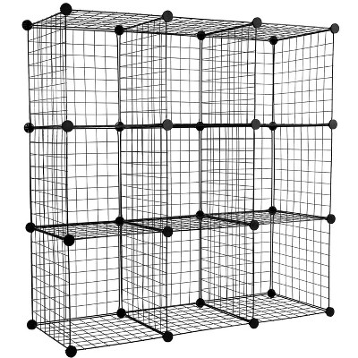 Mount-It! Wire Storage Cubes, 9-Cube Metal Grid Organizer | Modular Wire Shelving Units, DIY Closet Cabinet Organizer | 14" W x 14" H