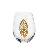 Slickblue Set of 6 Handcrafted Stemless Wine Glasses - 17 oz with Golden Leaf Design - 2 of 3