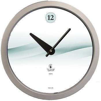 14.5" Waves Splash of Teal Contemporary Body Quartz Movement Decorative Wall Clock Silver - The Chicago Lighthouse