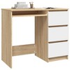 vidaXL Desk White and Sonoma Oak 35.4"x17.7"x29.9" Engineered Wood - 3 of 4