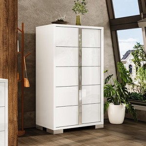 AMERLIFE 50.2" H 5 Drawer Dresser, Glossy Surface Chest of Drawers, Large Storage Organizer - 1 of 4