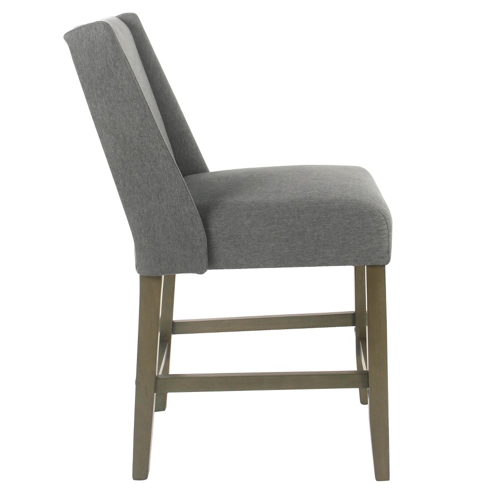 Photos - Chair Dinah Modern Counter Height Barstool Pewter - HomePop: Upholstered, Padded