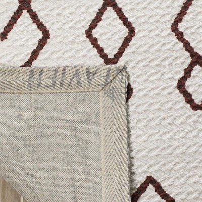 Ivory and Rust Geometric Cotton Flat Woven 8' x 10' Area Rug
